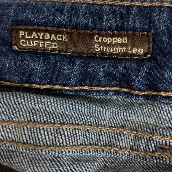 Dear John Playback Cuffed Cropped Straight Leg Jeans Distressed Blue Women's 25 - Picture 8 of 9